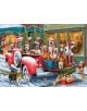Пъзел Eurographics - Кучета в камион, 1000 части: ретро червен камион с кучета със шапки на Дядо Коледа и подаръци пред Old Dogs Pub-идеален избор за всеки фен на коледни пъзели и пъзели с кучета!.-2-thumb