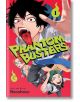 Корицата на Phantom Busters, Vol. 1 представя четирима анимирани гимназиални екзорсисти в екшън пози, като главният герой отпред изплезва език. На видно място са изписани смелото, цветно заглавие и името на автора.-1-thumb