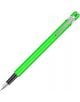 Писалка Caran d'Ache 849 Metal Fluo Green със сребърен клипс и перо, изобразена по диагонал на бял фон - предлага се в книжарница Orange.-1-thumb