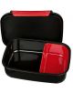 A black пластмасова кутия за храна Scooli Avengers, модел 2026 г., с отварящ се капак и два отделения вътре: едно голямо черно и едно по-малко червено.-2-thumb