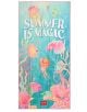 Плажна хавлия Legami - Summer is Magic с цветни илюстрации на медузи, риби и корали, текст "SUMMER IS MAGIC" в центъра и бранд Legami в червен правоъгълник в долната част.-1-thumb
