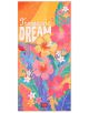Плажна хавлия Legami - Tropicana Dream има смели тропически флорални мотиви в розово, червено, жълто и зелено, с текст "Tropicana DREAM" и яркочервен етикет Legami в долната част.-1-thumb