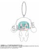 Плюшен Ключодържател Hatsune Miku x Cinnamoroll с чиби визия: Мику с тюркоазена коса и сини очи в бял костюм на зайче, в сладък плюшен стил.-3-thumb