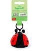 Плюшен ключодържател Legami - Ladybug: червена калинка с черни точки и мустачки на черен ключодържател. Опаковката пише "Tiny Super soft!" И съдържа подробна информация на различни езици.-5-thumb