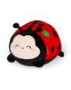 Плюшена играчка Legami - Ladybug: усмихната калинка с червено тяло, черни точки, крачета и антенки, розови бузки, затворени очи и зелена детелина на гърба.-2-thumb