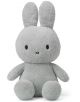 Мека, светлосива Плюшена играчка Miffy Terry - светлосив заек, 33 см с дълги уши и черни очи седи изправен на бял фон-идеален плюшен подарък за бебе.-1-thumb