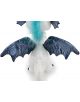 Плюшена играчка Nici - Драконът Zafura, 20 см, с бели лъскави люспи, металносини крила и тюркоазен кичур, заснета отзад на бял фон.-6-thumb