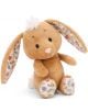 Мека, кремава плюшена играчка Nici - кремаво зайче, 20 см с дълги уши, розов нос и пухеста опашка стои на бял фон-идеална като подарък за деца.-1-thumb
