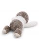 Плюшена играчка Ничи - Ленивецът Изи, 23 см, лежи с лице надолу с разперени сиви и бели ръце и крака на бял фон.-3-thumb