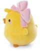 Мек плюшен подарък за герой: Плюшена играчка Ничи Моланг - Пиле Пиу Пиу, 16 см - кръгла и жълта, подобна на пиле с голяма розова панделка, малък кафяв клюн и крачета и семпло ушито лице.-4-thumb