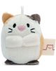 Малка Nici Mymochi Minis плюшена играчка, наподобяваща пухкава котка с бежова, кафява и бяла козина, розово носле, черни бродирани очи и мустаци, както и етикет с проста рисунка на котешко лице - предлага се в книжарница Orange.-1-thumb