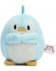 Малка, кръгла, светлосиня плюшена играчка пингвин Nici Mymochi Minis с бяло коремче, жълти човка и крачета, къса примка на върха, крила, подобни на перки, сгънати отпред, и етикет от плат с рисунка на мече отстрани. Предлага се в книжарница Orange.-1-thumb