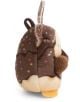 Плюшена играчка с форма на птица от колекцията Nici Mymochi Minis, покрита с кафяв плат, наподобяващ шоколад, с цветни пръски, кремава долна част, жълти крачета и малки крила. Предлага се в книжарница Orange. Погледнато под страничен ъгъл.-2-thumb
