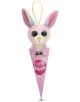 Nici Glubschis Bunny Rainbow Candy с пастелен цвят плюшена играчка-висулка с големи очи се намира в розово шишенце, украсено със сърчица и Viel Glück. Шишенцето има жълта примка за окачване - намерете го в книжарница Orange.-thumb