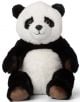 The плюшена играчка WWF - панда, 23 см от Bon Ton Toys има бяло лице и корем, черни уши, ръце и крака, кафяви стъпала и усмихнато изражение; седи изправена на бял фон.-1-thumb