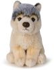 Плюшена играчка WWF - вълк, 15 см., с мека бежова козина, сиви акценти на главата, черни върхове на ушите и тъмни очи, седнал изправен на бял фон.-3-thumb