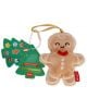 Плюшена играчка за елха Legami - Gingerbread: плюшен коледен джинджифилов човек с червена папийонка и бели акценти на златиста връзка. Включен е етикет-коледна елха с орнаменти и информация за продукта.-5-thumb