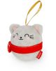 Legami Плюшена играчка за елха - Kitty е кръгла плюшена сива котка с бродирани очи, розови ушички, червен шал и златна примка - идеална плюшена коледна украса за вашия празничен декор.-2-thumb