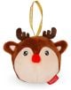 Плюшена играчка за елха Legami - еленче е меко украшение за еленче с червен нос, кафяви рога, златна панделка, бродирани черни очи и етикет - идеално за празнична украса!.-1-thumb