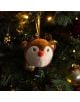 A Плюшена играчка за елха Legami - Reindeer с червен нос и кафяви рога виси на украсена елха сред зелени клонки и топли бели светлини.-6-thumb