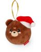 Плюшена играчка за елха Legami - Teddy Bear е кръгла, плюшена кафява мечка с шапка на Дядо Коледа, розови бузки, бродирани очи и жълта панделка - идеална като очарователна коледна украса за вашето дърво.-2-thumb