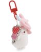 Плюшена висулка Nici Molang, 5 см - бяла, с розова шапка, сърцевиден близалка-талисман и червен пластмасов клипс за лесно закачане навсякъде.-2-thumb