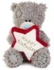 A gray плюшено мече Me To You - Happy Birthday, 10 см, с пачове държи червено-бяла възглавничка със златен надпис HAPPY BIRTHDAY-идеален подарък за рожден ден. Надписът ME TO YOU е извезан на крачето му.-thumb