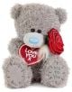 The плюшено мече Me To You - Love You, 15 см е сива играчка със син нос, червено сърце с надпис LOVE YOU x и червена роза на гърдите. На крачето е извезано "Me to You".-thumb