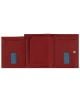 Червен портфейл Bugatti Secure Slim Special Zip Mini от естествена кожа, разгънат с отделения, 2 прозрачни ID прозорчета със син гръб, много джобове и релефен надпис RFID защита от естествена кожа.-3-thumb