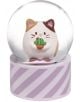 Снежен глобус с Котка Анджи, сладката кръгла котка от Преспапие Nici Мимочи, която държи малък кактус в саксия на лавандулово-бяла ивица - предлага се в книжарница Orange.-1-thumb