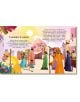 Илюстрирана улична сцена в топли цветове от книгата „Прочети ми приказка! – жълта книга“ показва хора със завързани очи, които докосват слон, на фона на зяпачи, палми и пазарски сергии; от двете страни има текст на български език.-3-thumb