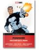 Корицата на комикса Punisher: Франк (Marvel Premier Collection), вдъхновена от Джон Бернтал, показва как Наказателят насочва два пистолета - единият стреля - на бял фон с дупки от куршуми.-thumb