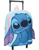 „Раничка за детска градина с тролей Vadobag Stitch – Brave And Courageous“ е светлосиня детска раница с колелца, украсена с голяма анимационна картинка на Стич от филма на Дисни „Лило и Стич“. С розови акценти, удобна дръжка отгоре и здрави черни колелца -1-thumb