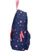 Морскосиня чанта Vadobag Stitch раничка за детска градина с розови презрамки и шарка от розови цветя и сини листа, показана отстрани. Предлага се в книжарница Orange.-3-thumb