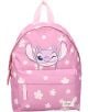 Раничката за детска градина Vadobag Stitch – Made for fun е розова детска раничка с анимационен герой, наподобяващ Стич, който намига, с големи уши и лапички, украсена с бели цветя. С идеален размер за училище или детска градина, раницата разполага с пред-2-thumb