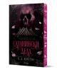 Корица на книгата „Сатанински дела“ от Х. Д. Карлтън, с изобразена тъмна циркова палатка, череп, оформен от облаци над нея, разпръснати розови листенца и паяжини в ъглите. Заглавието е с ярко розови букви на кирилица.-1-thumb