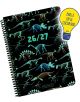 Седмичен бележник-органайзер Miquelrius Dino Plus за 18 месеца (септ. 2026–дек. 2027): със спирала, корица с блестящи скелети на динозаври „26/27“, надпис „BRILLA EN LA OSCURIDAD“. Идеален за училище или учебната година!.-3-thumb