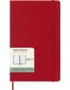 Червен седмичен бележник-органайзер Moleskine за 18 месеца (юли 2026 – декември 2027) с ластик и релефно „2026-27“ върху корицата, етикет с информация и малка илюстрация на отворен тефтер.-1-thumb