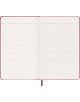 Отворен седмичен тефтер-органайзер Moleskine за 18 месеца – червен (юли 2026 – декември 2027) показва месеците март и април 2027 г. с седмици, започващи в понеделник, страници с дати и червена лента за отбелязване в долната част.-6-thumb