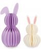 Комплектът Сгъваеми хартиени зайчета Legami - Hoppy Easter включва две хартиени декорации във формата на зайчета - една лилава с лилави ушички и една бяла с розови и бели ушички - идеална за очарователна великденска украса отзад.-1-thumb
