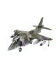 Сглобяем модел Revell - Самолет Harrier GR.1 с зелена камуфлажна окраска, сини и червени кръгове и ракети под крилата, заснет на бял фон.-3-thumb