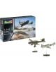 Сглобяем модел Revell - Самолети Месершмит BF109E и Юнкер JU87B Stuka с 1:144 умалени модели на стойки. Кутията показва двата самолета във въздуха с реалистични оръжия от Втората световна война германски опознавателни знаци.-2-thumb