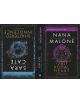 Корицата на книгата "Разбита невинност и кралско сърце" представя два мрачни романтични романа - този на Сара Кейт със сребърна роза и сини акценти и този на Нана Малоун с лилава роза, медальон и богато украсен черен дизайн, напомнящ за съвременни приказн-1-thumb