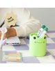  зелен Силиконов моливник с форма на жаба, с химикалки и етикет Soft touch, със симпатични животински лепящи се листчета от книжарница Orange.-6-thumb