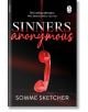 Корица на книгата за Sinners Anonymous (Sinners, Book 1) от Somme Sketche: Червена телефонна слушалка виси на кабела си на тъмен фон. Слоган: Тя търси изкупление. Той иска да я погуби - завладяващ мрачен романс.-thumb