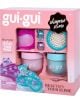 „Слайм Gui Gui Deluxe“ е комплект с розов и лилав слайм, предназначен за деца на възраст 6+ години, включващ съдове, декоративни перли, фигурки на мечета и слайм. На кутията са изписани надписите „Exclusive Deluxe Twin Pack“ и „Beautify Your Slime“.-1-thumb
