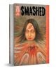 Корицата на книгата Smashed Junji Ito Story Collection: сюрреалистично изображение на момиче с широки очи, дълга коса и отворена уста на челото, на фона на ярки, излъчващи се шарки - улавящо тревожната същност на мангата на ужасите.-1-thumb