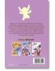 На задната корица на "Стич и самураят - том 3" има блед контур на Стич като самурай с меч в горната част, български текст в средата, изображения на три тома манга в долната част, както и данни за издателя и ISBN.-3-thumb