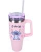 Стоманена чаша Vadobag Stitch Bottled Bliss, 0,900 л – розова чаша за път с дръжка, капак и сламка, украсена с анимационния герой Стич от „Лило и Стич“ и флорални мотиви.-6-thumb
