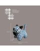 Стопер за врата Osama - Котка Pied De Poule Blue: плюшена котка със синьо-бял пие дьо пул мотив, черни уши и папионка. Подходяща като декоративен елемент или стопер за врата. Размери: 20x20x13 см.-2-thumb